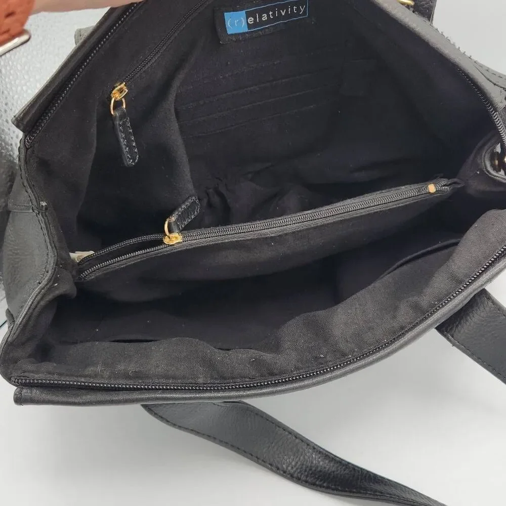 Relativity black leather satchel bag